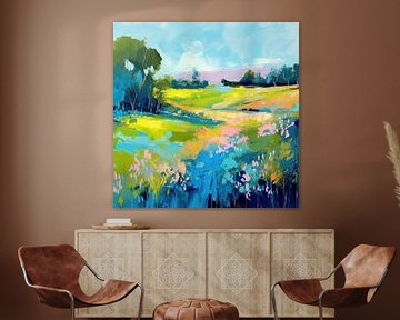 Natural splendour in pastel shades: Abstract landscape painting by De Mooiste Kunst