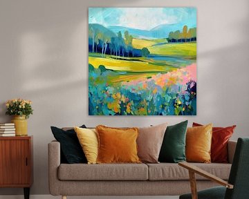 Floral splendour: an idyllic landscape painting by De Mooiste Kunst