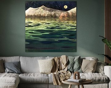 Mystery -Moon over the Mountain Lake by Christine Nöhmeier