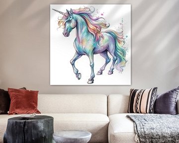 Regenboog Eenhoorn | Rainbow Unicorn van Studio Blikvangers