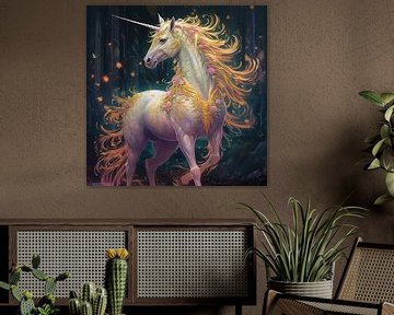 Gouden Eenhoorn | Golden Unicorn van Blikvanger Schilderijen