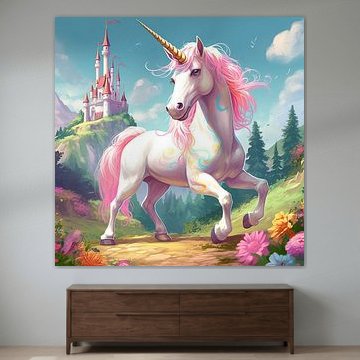 Einhorn Regenbogen | Kinderzimmer | Geschenk Mädchen von Blickfänger Gemälde