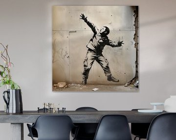 Muur | Banksy Stijl | Graffiti van Blikvanger Schilderijen