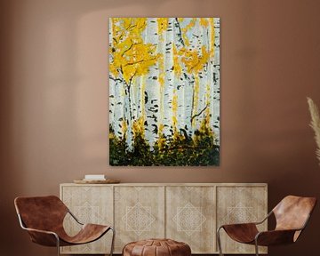 Golden Birch Forest by Karin Frenay