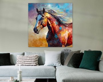 Schilderij Paard - Abstract schilderij Paard van De Mooiste Kunst