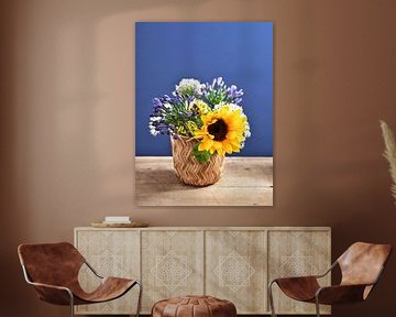 Panier de fleurs I Tournesol sur Martijn Hoogendoorn