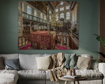 Interior of the Portugeese Synagogue in Amsterdam by Laszlo Regos