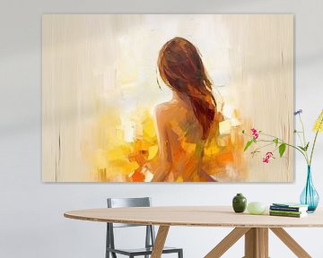 Schilderij vrouw in rustige kleuren - Schilderij Vrouw van De Mooiste Kunst