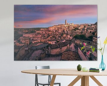 Ville de Matera, i Sassi au coucher du soleil. Italie sur Stefano Orazzini