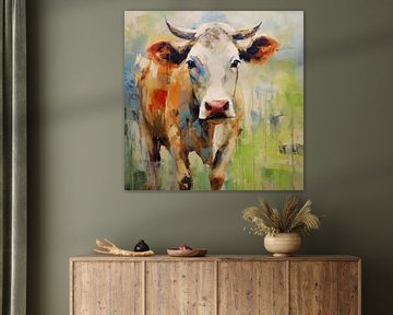 Painting Cow - Abstract Cow painting by Wonderful Art