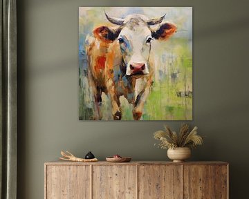 Painting Cow - Abstract Cow painting by De Mooiste Kunst