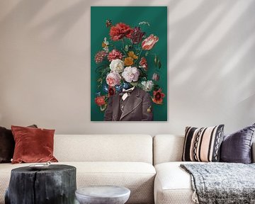 Zelfportret met bloemen 3 (rechthoekige versie) van toon joosen