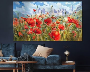 Coquelicots au printemps sur Kees van den Burg