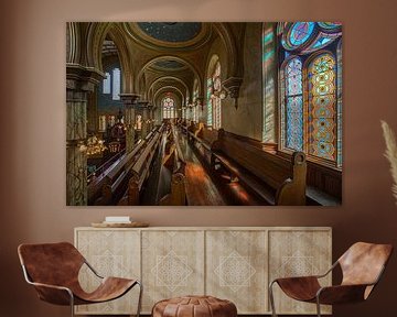 Interior of the Eldridge Street Synagogue in New York by Laszlo Regos