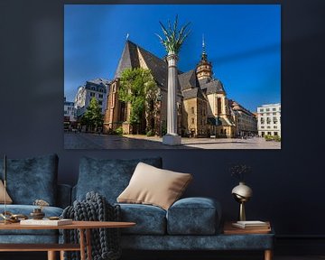 Blick auf die Nikolaisäule und Nikolaikirche in der Stadt Leipzig von Rico Ködder