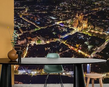 Den Bosch aerial photo Night with Saint John by Zwoele Plaatjes