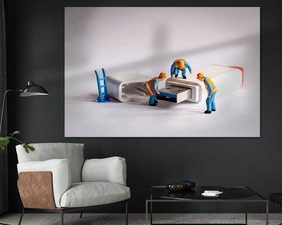 Voorbeeld van het werk in een kamer