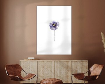 Mooie aquarel print van een paars viooltje van Debbie van Eck