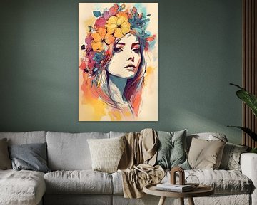 Colourful Flowers Girl by But First Framing