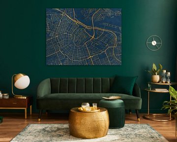Kaart van Amsterdam in de stijl Blue & Gold van Map Art Studio
