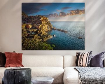 Vissersdorp Manarola bij zonsondergang. Cinque Terre van Stefano Orazzini