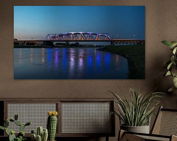 Westervoort bridge lit blue and white by Karlo Bolder