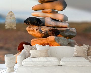 Stenen toren op het Noordzeestrand