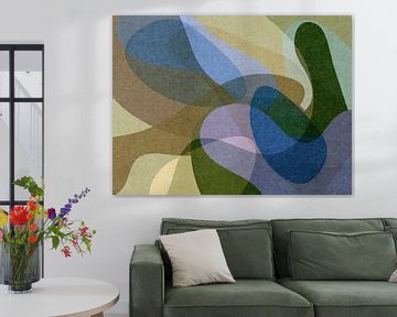 Moderne abstracte organische vormen in pastel aardetinten. Blauwe, bruine, groene kleuren van Dina Dankers