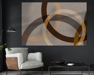 Abstract organic shapes in brown, ocher, beige. Modern geometry in retro style no. 8 by Dina Dankers