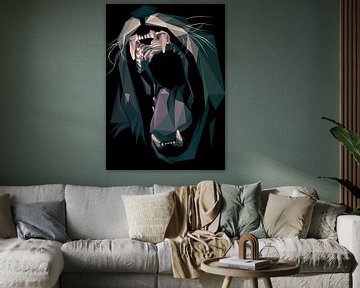 Lion Roar Abstrakt Low Poly Schwarz Thema von Yoga Art 15