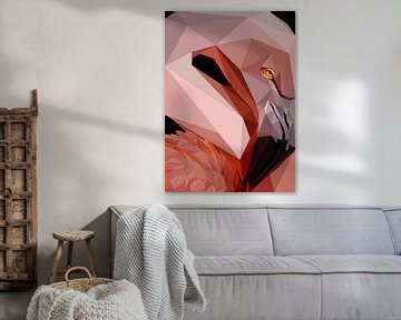 Flamingo Dierlijke Abstracte Lage Poly Close Up van Yoga Art 15