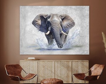 Water loving elephant by Lucia