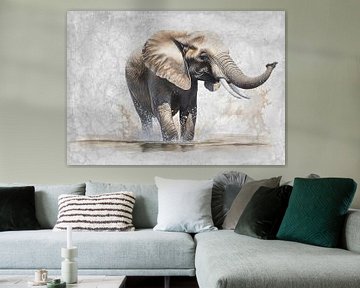 Elephant in the water by Lucia