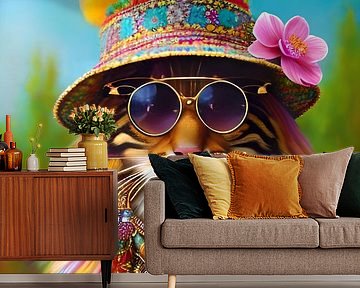 Flower Power hippie katten van Carina Dumais