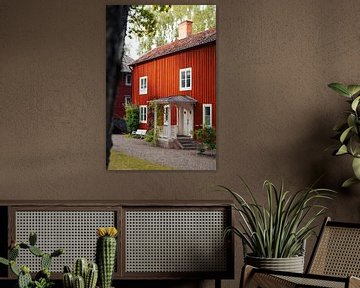 Rode Zweedse boerderij met veranda I Linköping van Floris Trapman