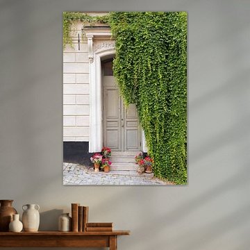 Door with ivy and flowers I Stockholm, Sweden