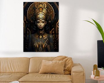 Art Deco black and gold Egyptian princess by Jan Bechtum