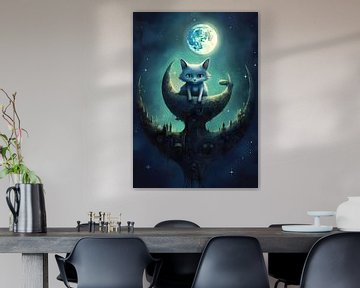 lustige Katze auf dem Mond von Jan Bechtum