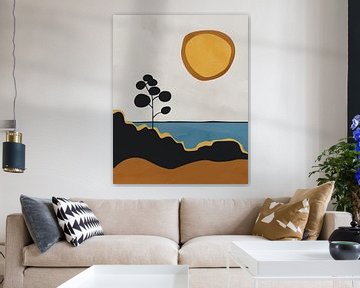 Boom bij een meertje minimalistisch landschap van Tanja Udelhofen