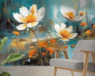 Fluisterende Bloemen dansen | Acrylschilderij | Bosanemoon van Blikvanger Schilderijen
