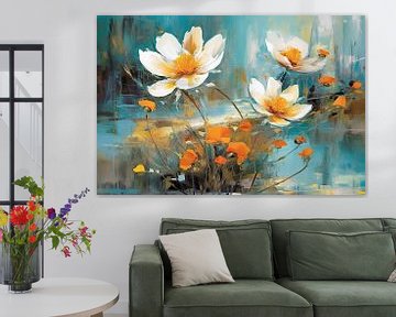 Fluisterende Bloemen dansen | Acrylschilderij | Bosanemoon van Blikvanger Schilderijen