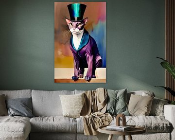 Portrait of a posh Sphynx cat by Maud De Vries