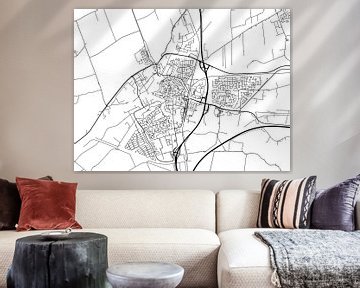 Kaart van Meppel in Zwart Wit van De Kaartenwinkel