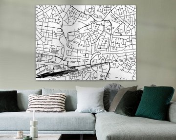 Kaart van Leeuwarden Centrum in Zwart Wit van Map Art Studio