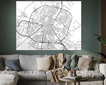 Karte von Sneek in Schwarz ud Weiss von Map Art Studio