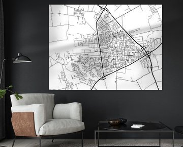 Carte de Drachten en noir et blanc sur Map Art Studio