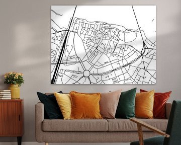 Kaart van Nijmegen Centrum in Zwart Wit van Map Art Studio