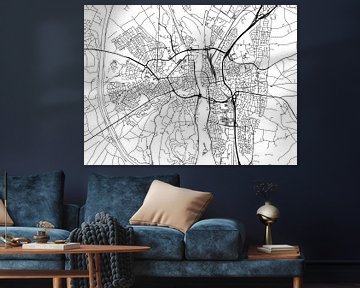 Karte von Maastricht in Schwarz ud Weiss von Map Art Studio