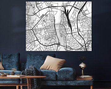 Kaart van Maastricht Centrum in Zwart Wit van Map Art Studio