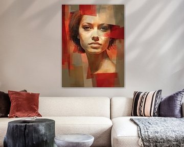 Portrait d'une femme en nuances de rouge sur Peridot Alley